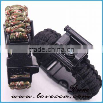 6 in 1 Bottle Opener+Whistle+Fireflint+Blade+Thermometer+Compass Buckle Outdoor Survival Paracord Bracelet photo-4