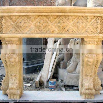 High Quality Home Decoration Marble Fireplace With Lion Head photo-3