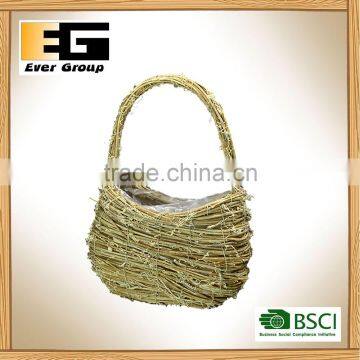 Exquisite Natural Rattan Basket With Handle for Garden Planter photo-5