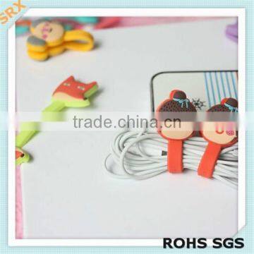 OEM Fashion Plastic Girl Shape Headphones Earphone Wire Organizer Cord Holder Rubber Earphone Cable Winder