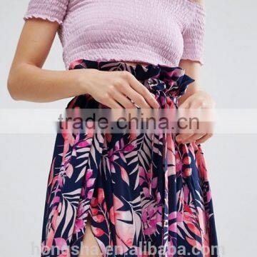 Floral Print Maxi Skirt With Belt in Print HSH6118 photo-4