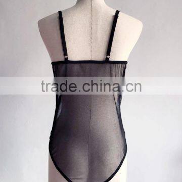 Factory Price Black Sleepwear New Fashion Lace Embroidery Sexy Teddy Underwear