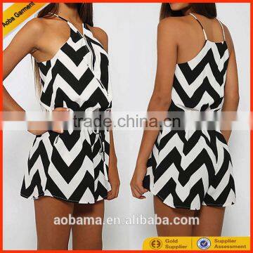 high fashion style women OEM customized stripe jumpsuit