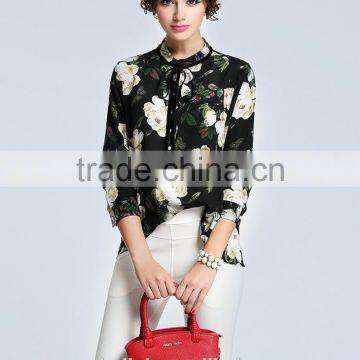 Best Selling Summer Elegant Design Floral Print Shirts for Women photo-4