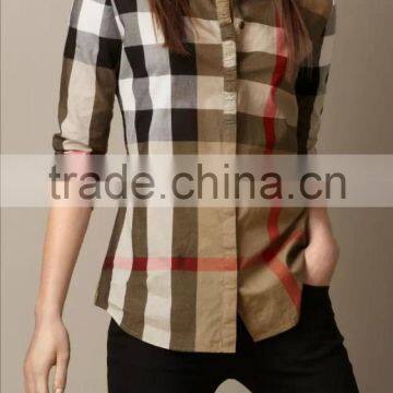 Customized Ladies Shirt in Plus Size Shirt Women Fashion Plaid Shirt photo-3