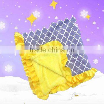 Fashion cotton & velvet blanket kids with ruffles in rich colors