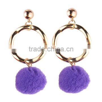 Fashion Colorful Pompon Gold Plated Hoop Earrings for Women Accessories photo-2