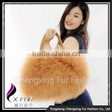CX-H-24D Wholesale Hand Bags Real Tibetan Lamb Fur Ladies Handbag Tote Bag photo-3