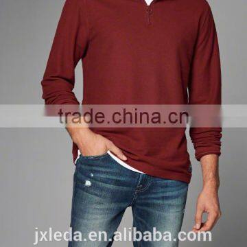 Fashion 100% Cotton Cheap Custom Printed T-shirt Long Sleeve Men Plain t Shirt Tall Tee With a Quarter Zipper Front Neckline photo-5