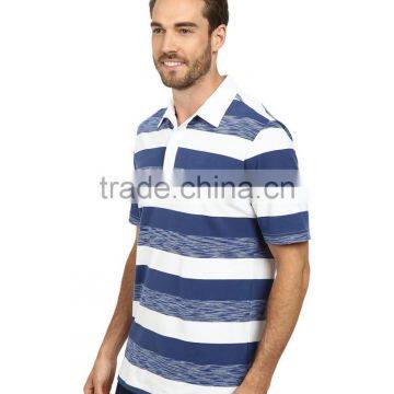 Custom Cheap Blue Striped Polo Shirts for Mens Slim Fit