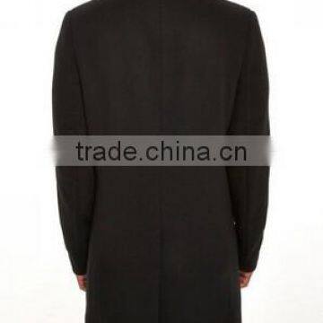 2014 Hidden Button High Fashion Classical Design Black Lapel Slim Fit Mens Cashmere Men Coat photo-2