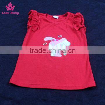 High Quality Embroidered Bunny Girls Cotton Summer Short Ruffle Outfits Kids Boutique Outfit photo-4