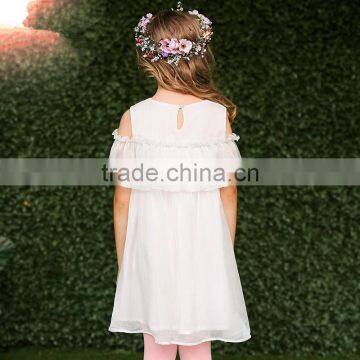 S60713B Kids Design Clothes For Girls Fashion Strapless Embroidery Printing Dress photo-3