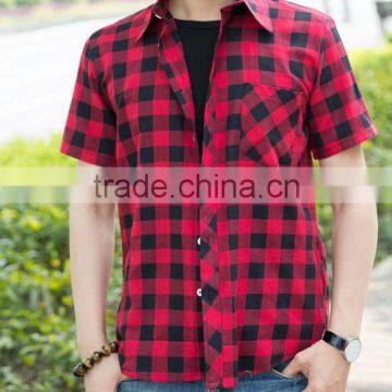 Men's yarn dyed short sleeve plaid shirt