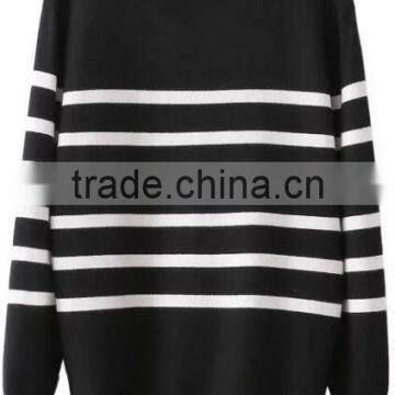EY0870S New Design High Quality Navy Blue With White Silk Stripe Women Casual Pullover Knitted Sweater photo-5