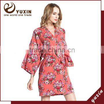 Wedding Bridesmaid White Cotton Floral Robe Bride Robes FR0024 photo-2