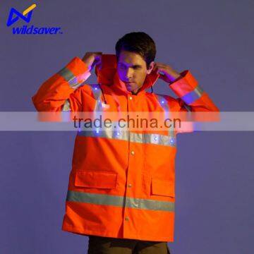 reflective safety winter industrial working cotton jackets with leds