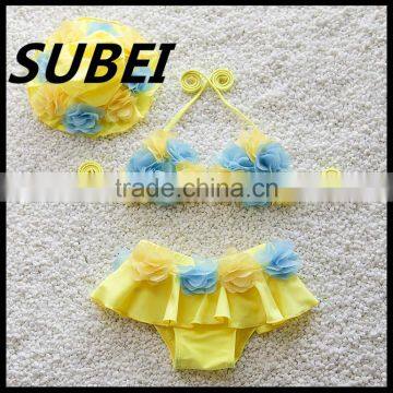 2016 New Korean Children Swimwear Girls Swimwear Bikini Swimsuit Baby Baby With a Waterproof Cap photo-2