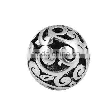 Zinc Based Alloy Spacer Beads Round Antique Silver