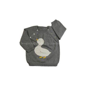 2016 spring ODM baby girl\'s full-auto computer sweater crewneck intarsia pullover