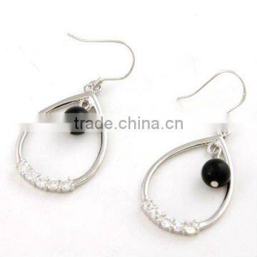 925 sterling silver black diamond stud earring