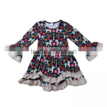 baby boutique wholesale cotton lace carousel print dress latest children dress designs