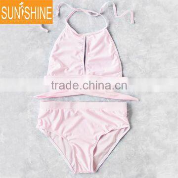 Woman Elastic Waistband Hollow Out Plus Size High Waisted Bikini