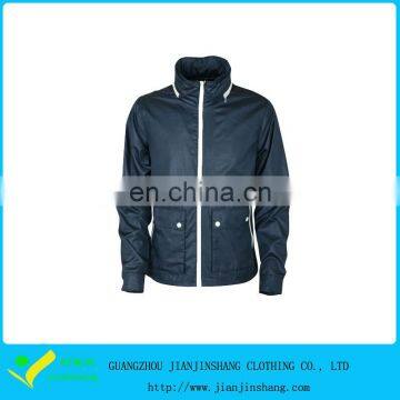 100% Nylon Lightweight Navy Blue Rib Cuff Durable Sports Jacket