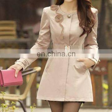Women's Woven Long Sleeve Non-collar Coat