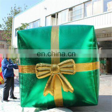 Christmas decoration green inflatable gift box with yelloween bowknot for sale C-516