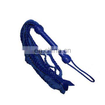 HMB-503C LEATHER WHIPS FLOGGER BLUE BULLWHIP BRAID NINE O CAT TAILS