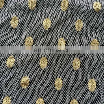 Newly Oval Dot Nylon Spandex Metallic Mesh Fabric