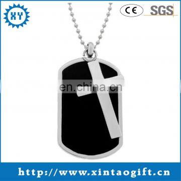 Custom black blank dog tag with cross