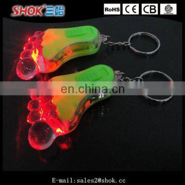 New item bulk foot shape flashing led key chain