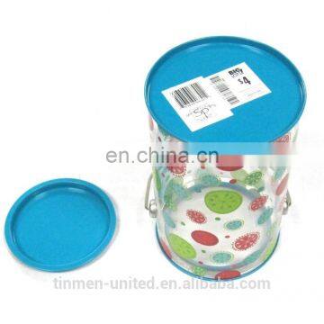 Christmas candy can with PET body and a handle tin can