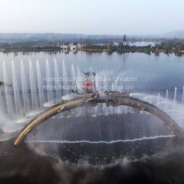 Fountain show musioc dancing fountian LED show fire show in the river or lake