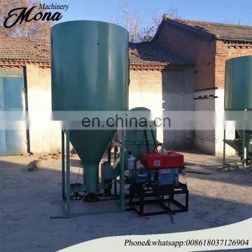 Vertical type automatic animal feed crushing and mixing machine grains crusher and mixer