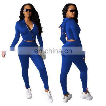 Custom Logo Women Casual Clothing With Half Zip up Back Stripe Panels Outfit Two Pieces Sets photo-2