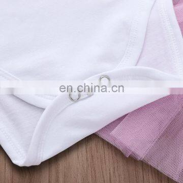 2019 Cotton Infant Short Sleeve White Bodysuit + Girl Tutu Skirt + Newborn Headband Infant 3Pcs/Set photo-6