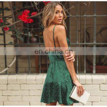 New Women's EBay Hot Sale Explosion-proof Sleeveless Sling Deep V-neck Wavelet Dress Factory Direct Wholesale photo-4
