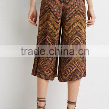 Abstract Chevron Print Wide-Leg Culottes Women Clothes