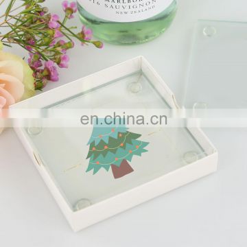 Eco-friendly Christmas furniture coaster glass table embossed glass coasters