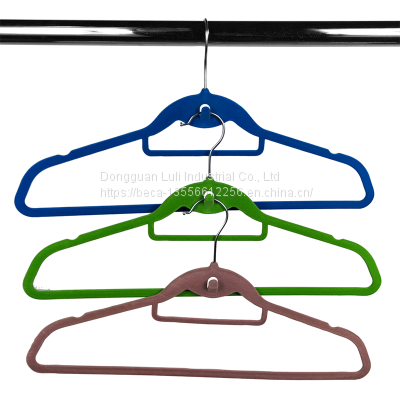 Black Color Adult Velvet Suits Hanger Shirt Plastic Hanger With Shoulder Notches photo-4