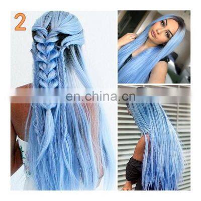 5 Color Blonde Long Straight Hair Blond Mixed Color Gradient Curly Wig Party Not Lace Front Synthetic Kinky Wig For Party Hair photo-2