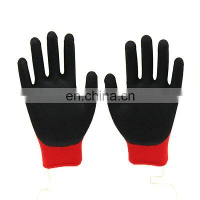 Seamless Knitted 13 Gauge Nylon Knitted Safety Hand Work Gloves Sandy Nitrile Gloves