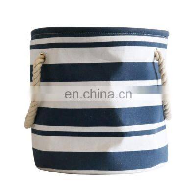 wholesale foldable round blue white eva cloth large cotton rope basket storage baskets