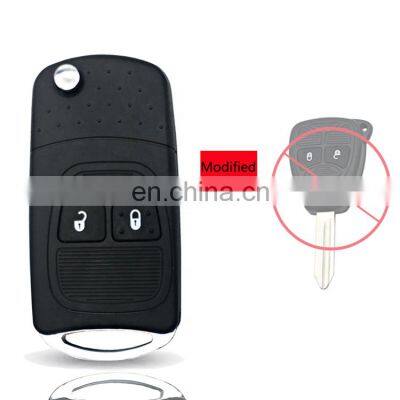 Modified 2 Button Remote Car Key Case Shell Cover Blank Flip For Chrysler Jeep Dodge Compass Wrangler Patriot Auto Key