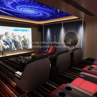 Luxury Villa Home Theater Movie Cinema Sofa With Cool Cupholder photo-2