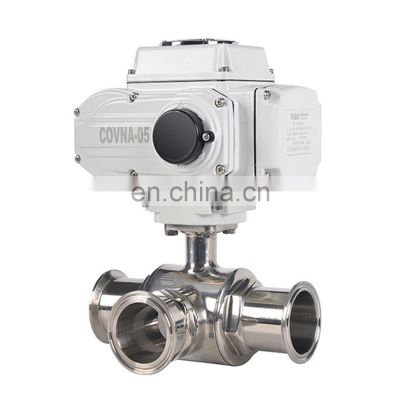 High Performance DN25 1inch  AC220V Stainless steel 3 Way Tri-clamp Sanitary electric ball valve