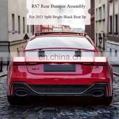 Runde For Audi 19-21 A7 Modified RS7 Rear Bumper New A7 Upgraded RS7 Rear Bumper Bright Black Rear Lip Tail Throat